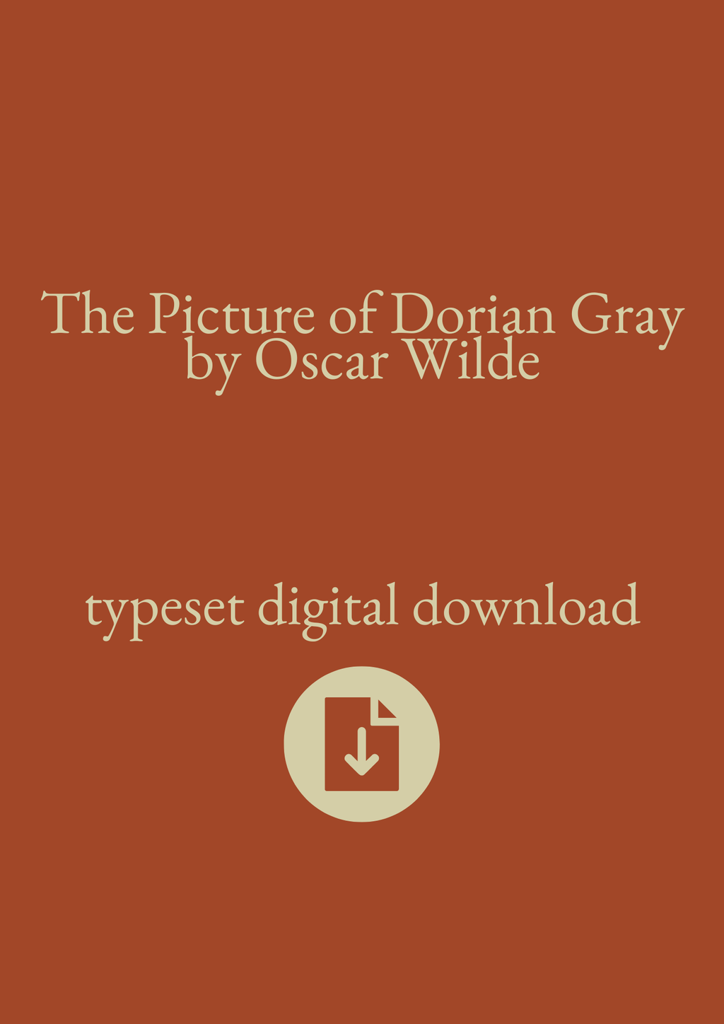 Typeset PDF - The Picture of Dorian Gray by Oscar Wilde