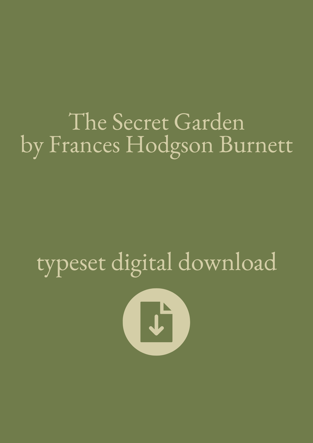 Typeset PDF - The Secret Garden by Frances Hodgson Burnett
