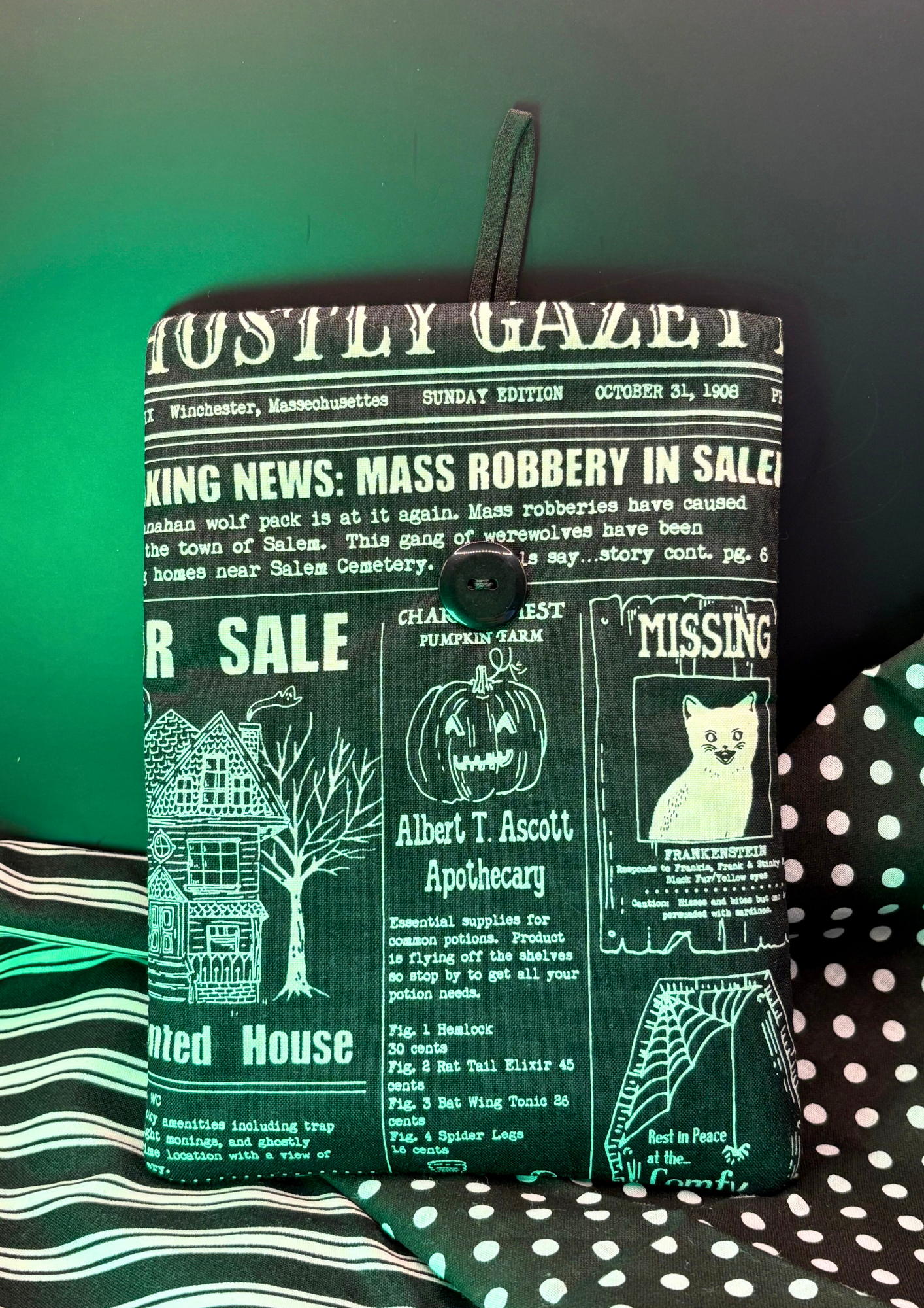 Ghostly Gazette Padded Soft E-Reader Sleeve