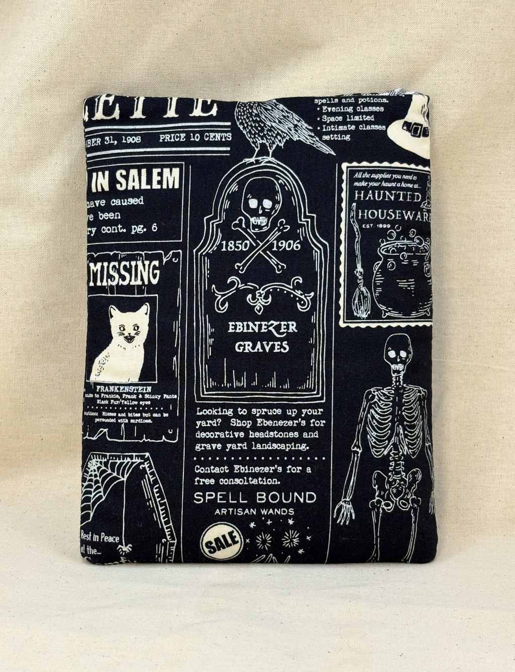 Ghostly Gazette Padded Soft E-Reader Sleeve