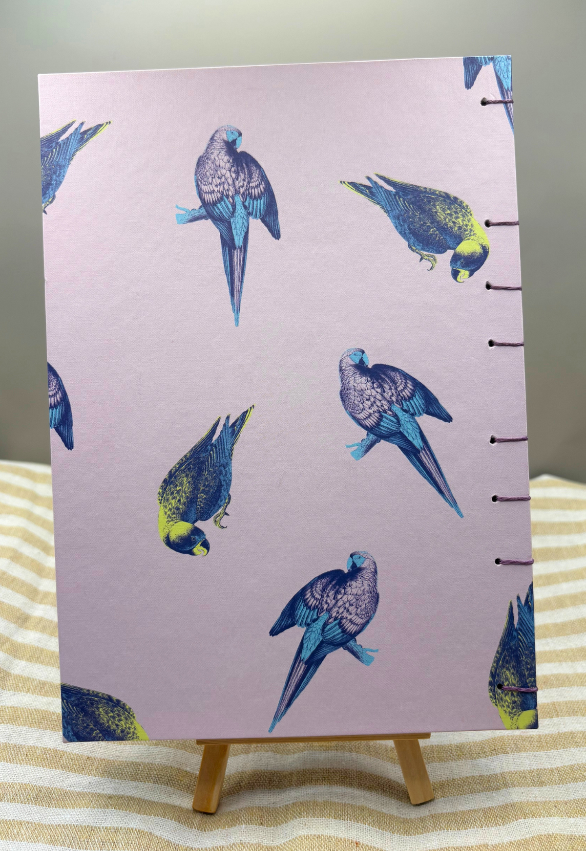 Purple Parrots Handbound Sketchbook