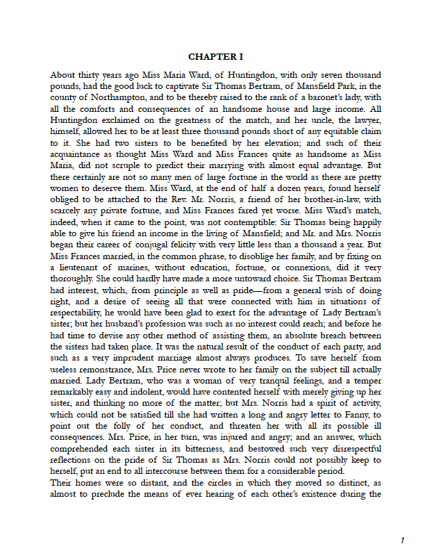 Typeset PDF - Mansfield Park by Jane Austen